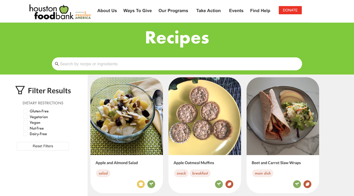 Houston Food Bank Recipe System